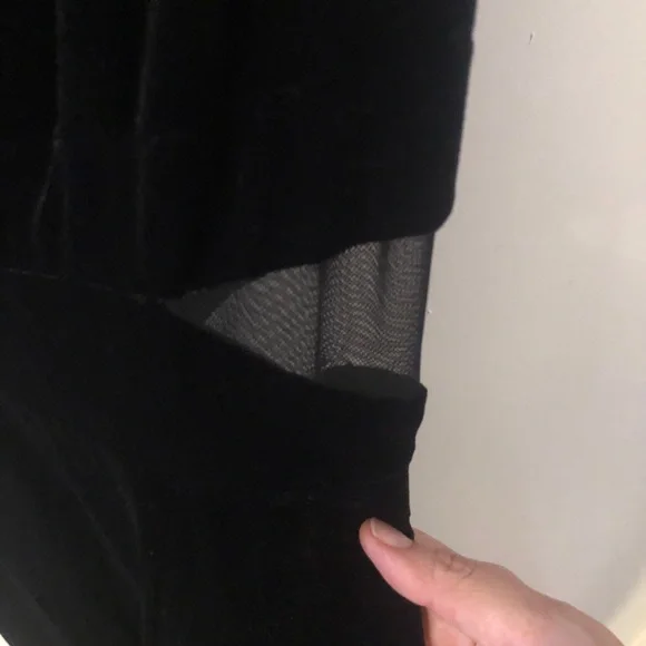 Windsor Black Velvet Maxi Sleeveless Dress with Sheer Side V neck cut outs Prom - Picture 7 of 11